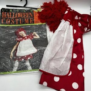 Vintage 90s Mervyns Tag Doll Raggedy Ann Halloween Costume Kids Size 4-10